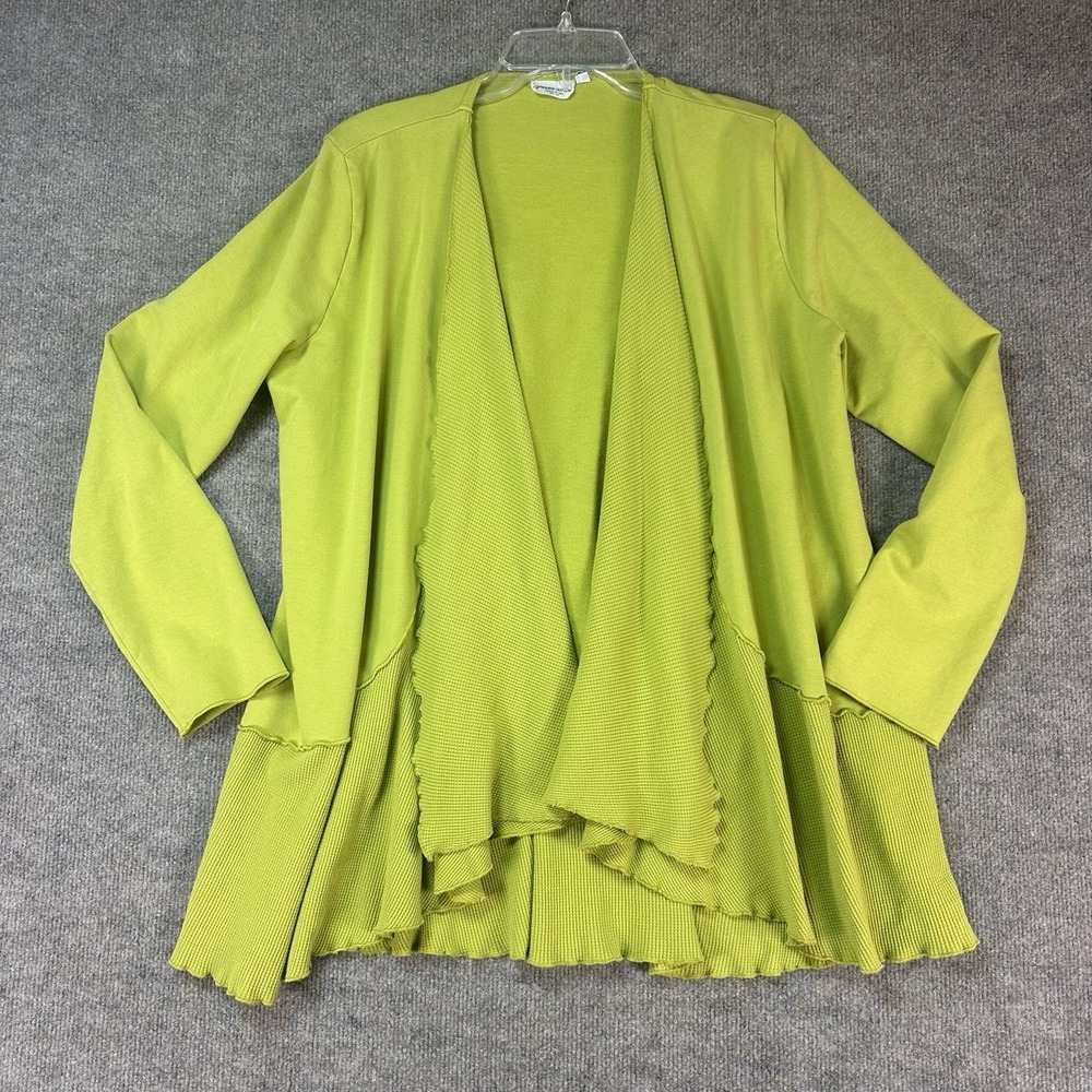 Prairie Cotton Sz L Cardigan Open Front Jacket Waterfall Textured USA Lagenlook